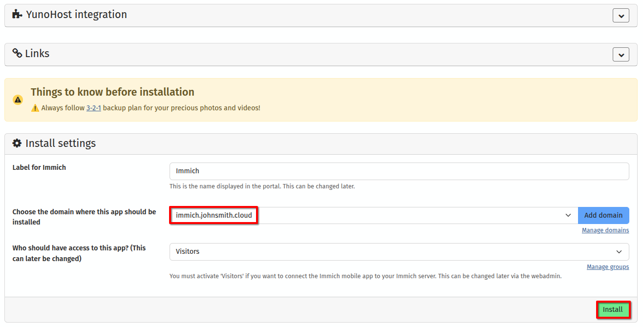 yunohost-immich-subdomain-install