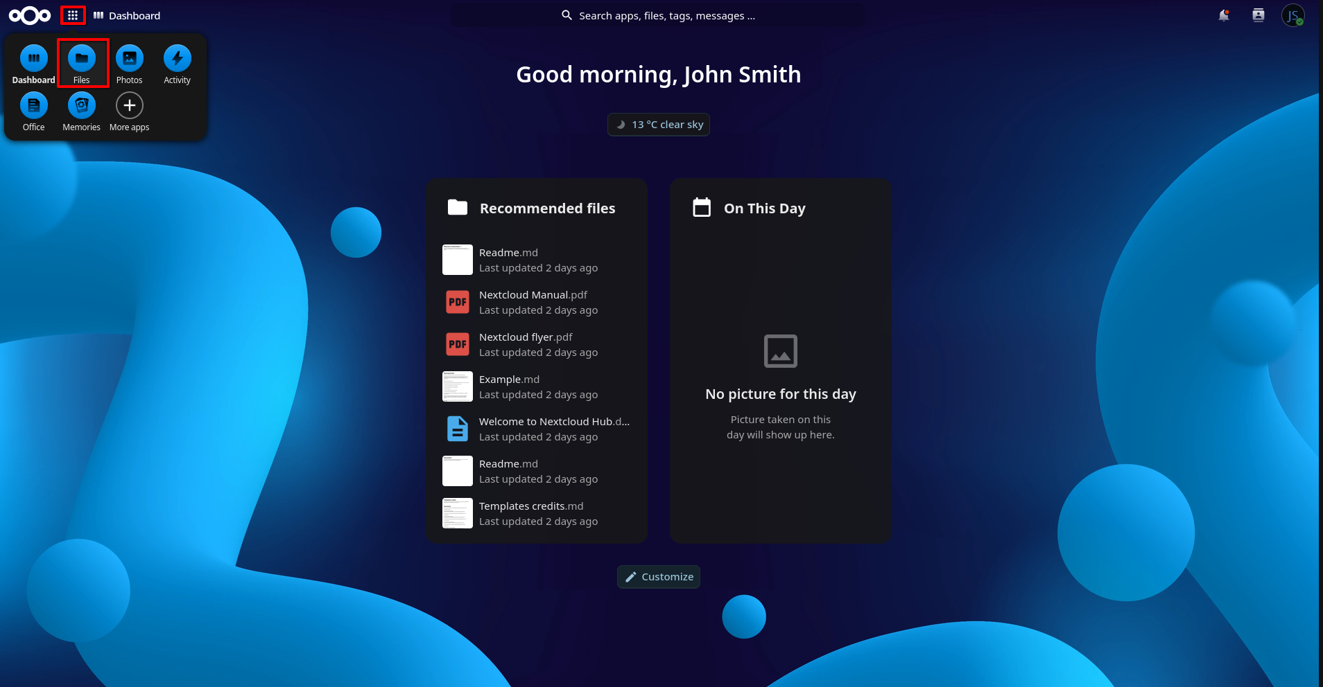 nextcloud-dashboard-files
