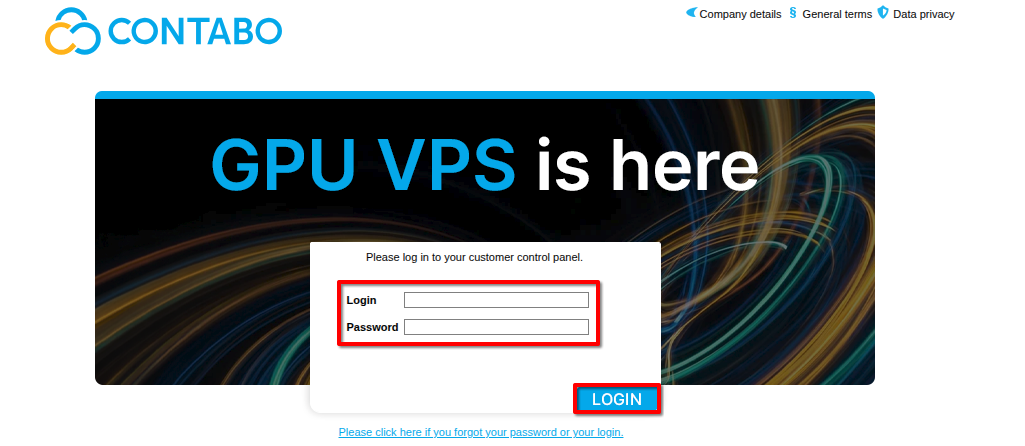 Contabo-Login-Screen