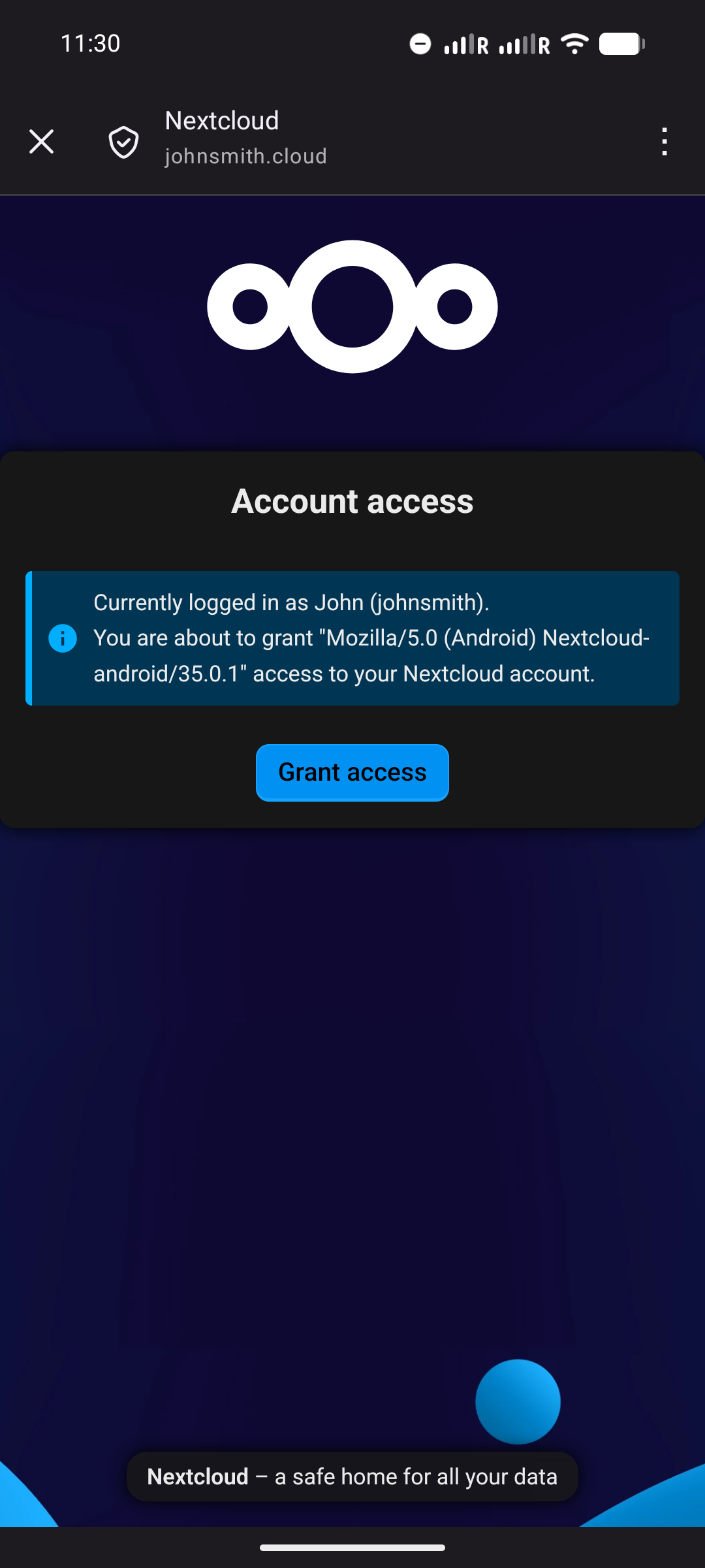 NextcloudLoginMobielGrantAccess